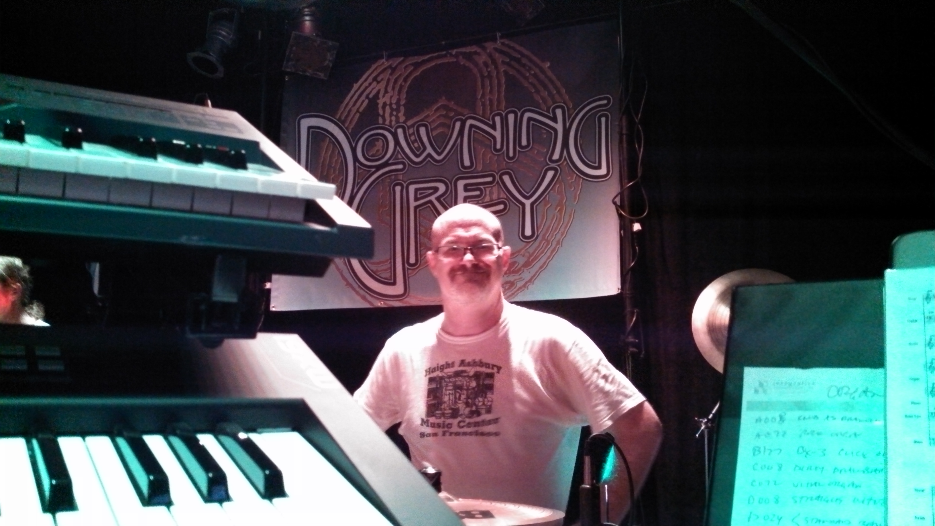View of Darin and the banner from Andrew's "keyboard cockpit".